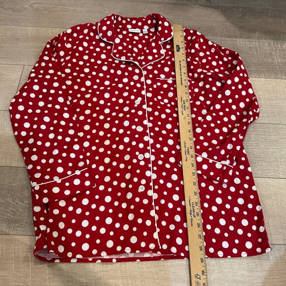KIM ROGERS WOMENS RED FLANNEL PAJAMA SET WHITE POLKA DOT LARGE - Picture 3 of 9